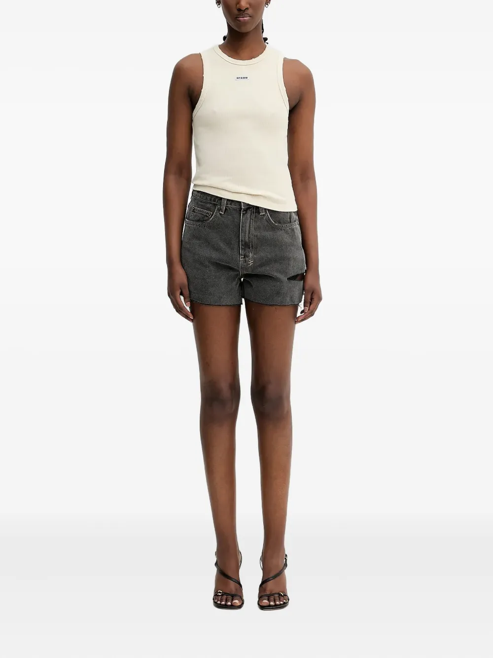 Ksubi frayed-hem denim shorts Grijs