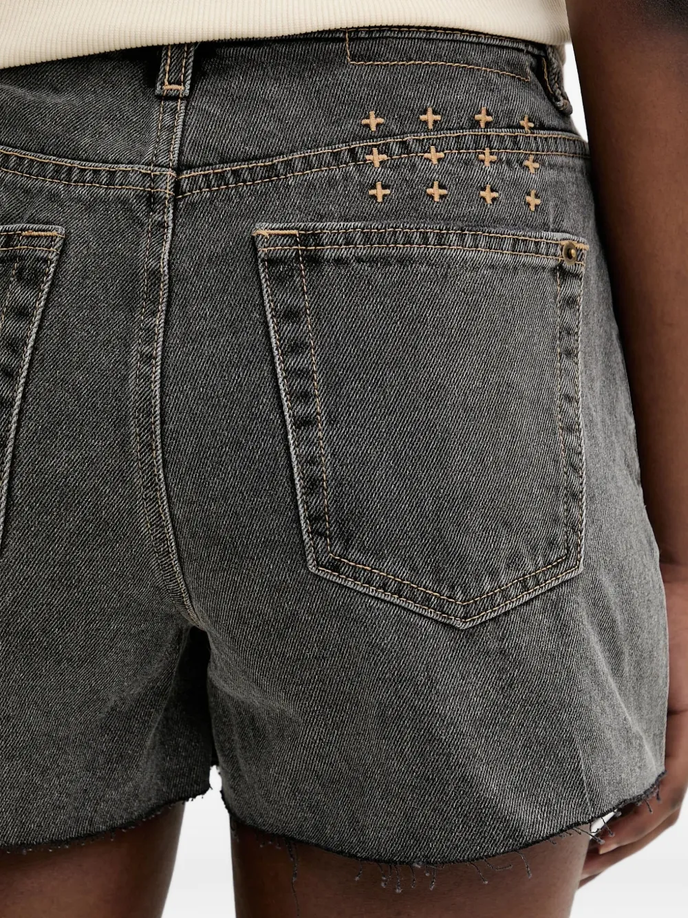 Ksubi frayed-hem denim shorts Grijs