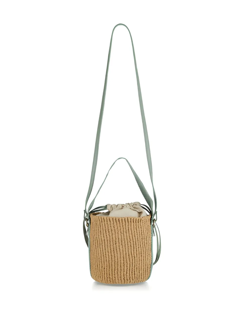 Chloé Mini Horse-emblem Raffia Bucket Bag In Neutral