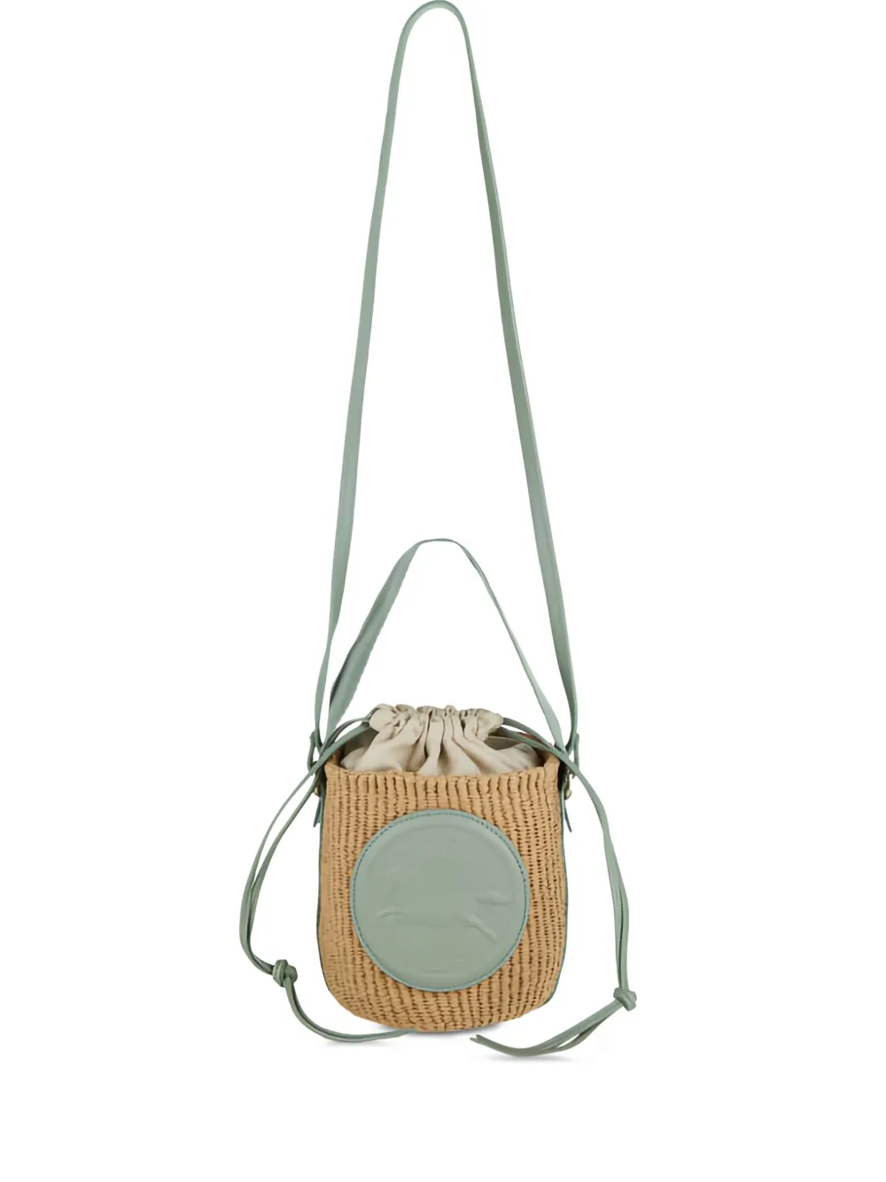 Chloé mini horse-emblem raffia bucket bag | Neutrals | Image 1