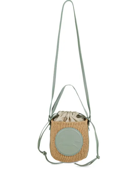 Chloé mini horse-emblem raffia bucket bag