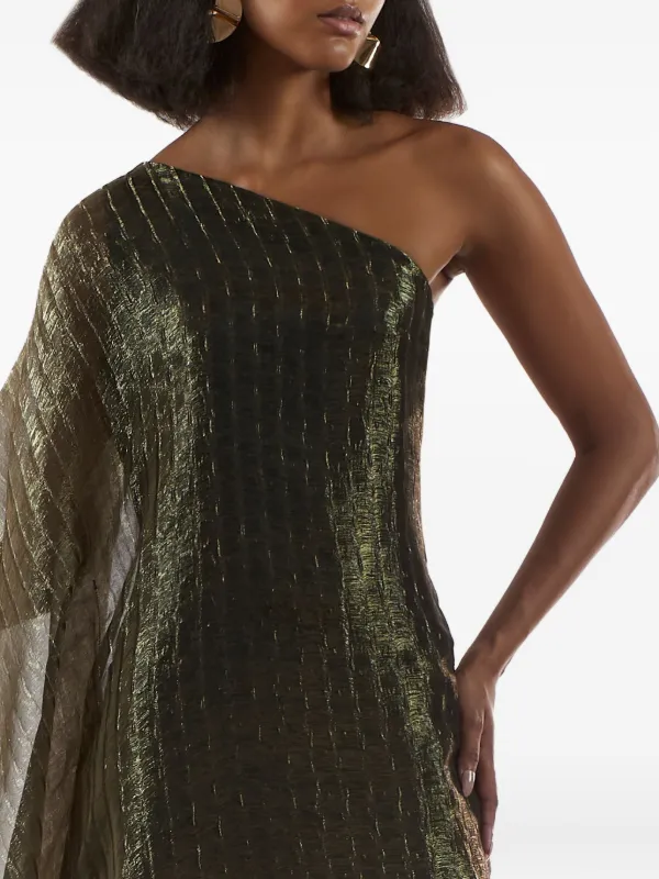 strapless open back dress Poetic Charm Olive Green Asymmetric One Shoulder Maxi Dress main image 1