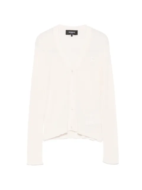 Rochas logo-patch ribbed-knit cardigan