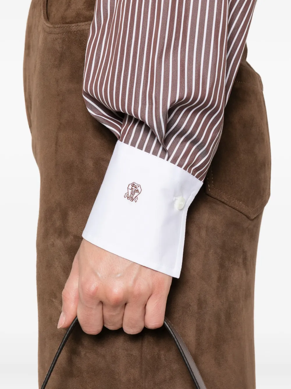 Brunello Cucinelli striped long-sleeve shirt Bruin