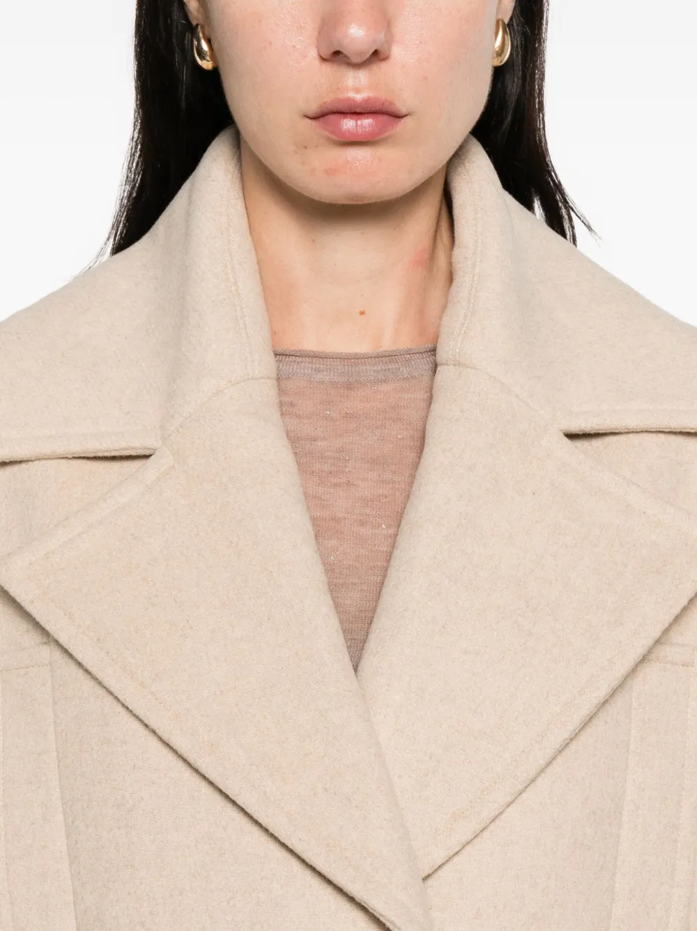 IRO flap-pocket buttoned-up coat Beige