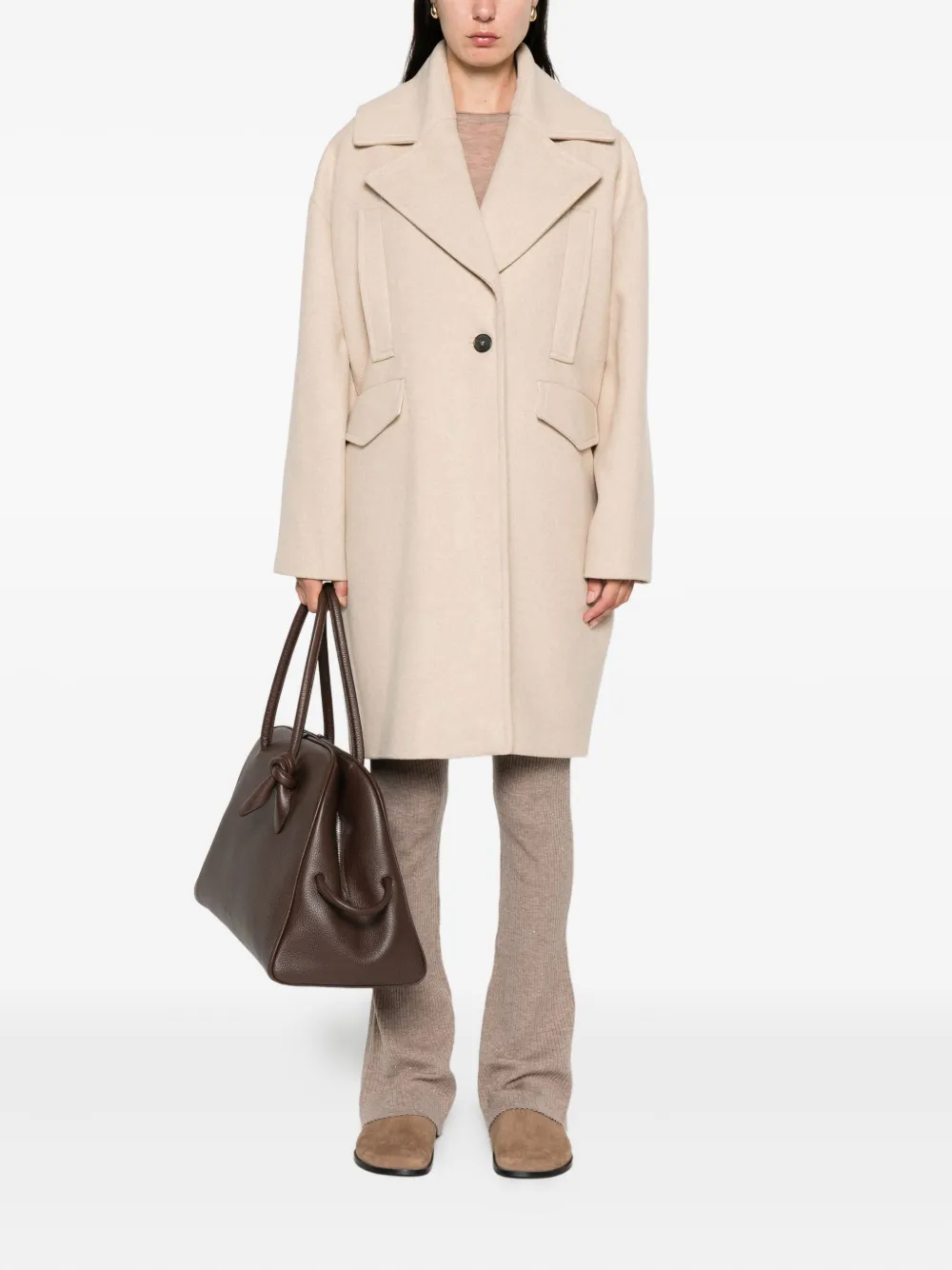IRO flap-pocket buttoned-up coat Beige