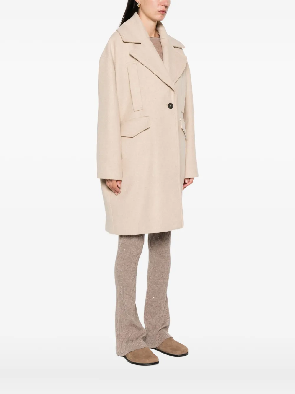 IRO flap-pocket buttoned-up coat Beige