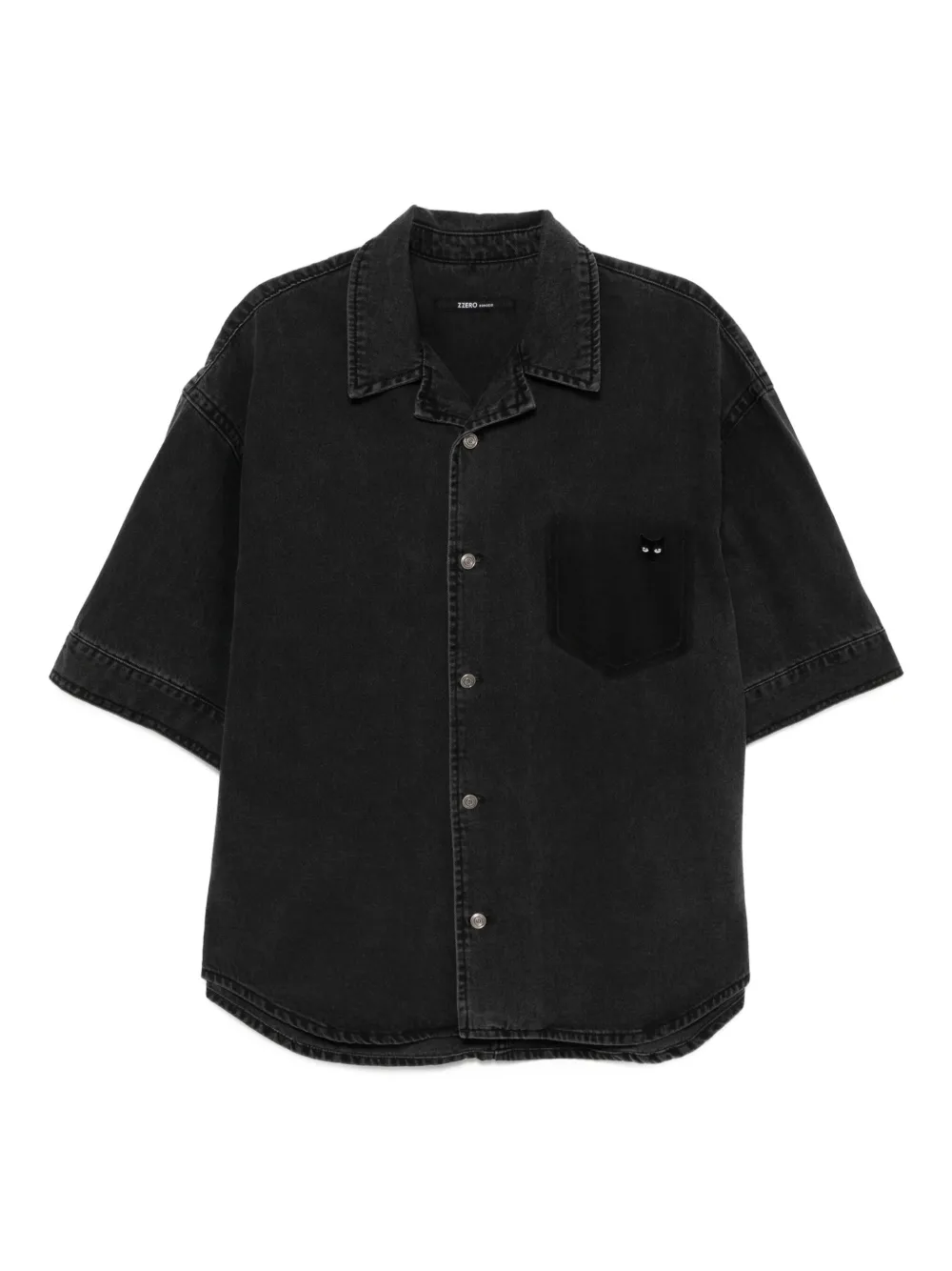 SONGZIO open collar denim half shirt | Grey | Image 1