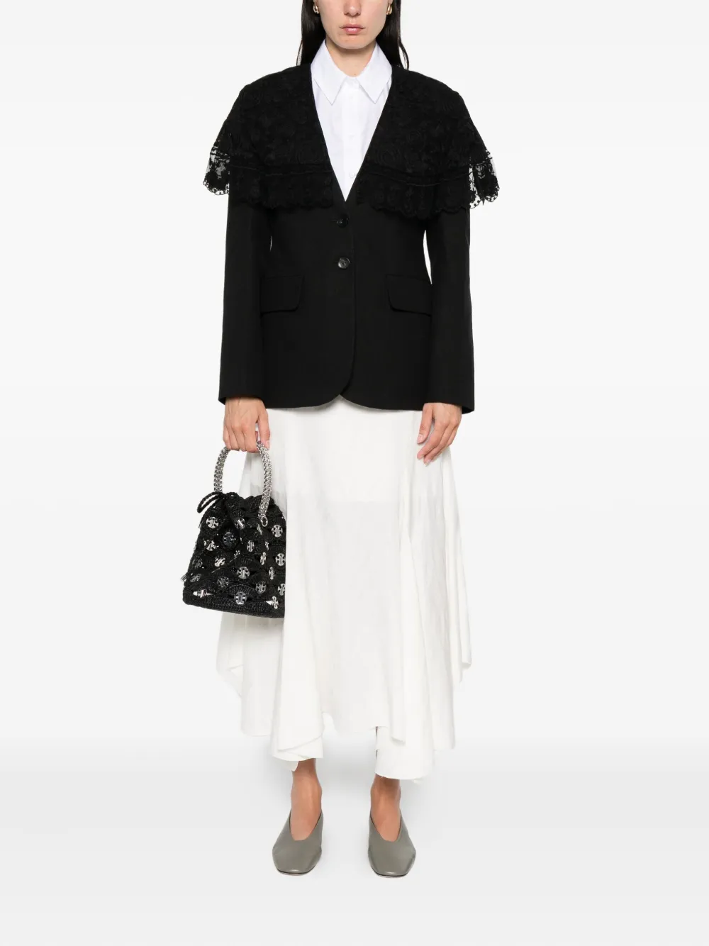 Sea lace-trimmed pinstripe jacket | Fitted Jackets | Image 2
