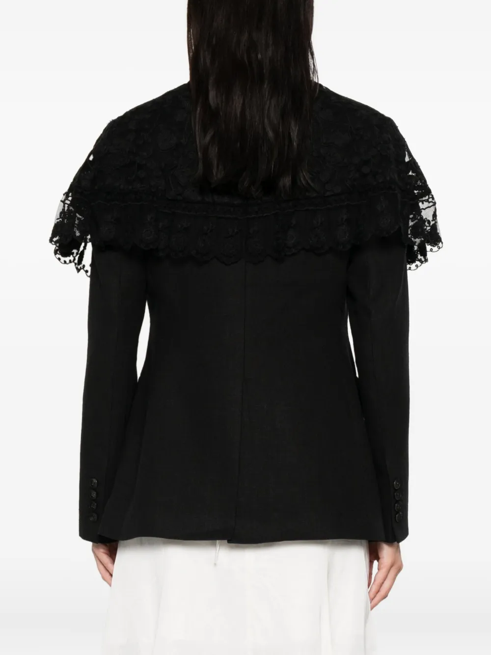 Sea Lace-trimmed Pinstripe Jacket In Black