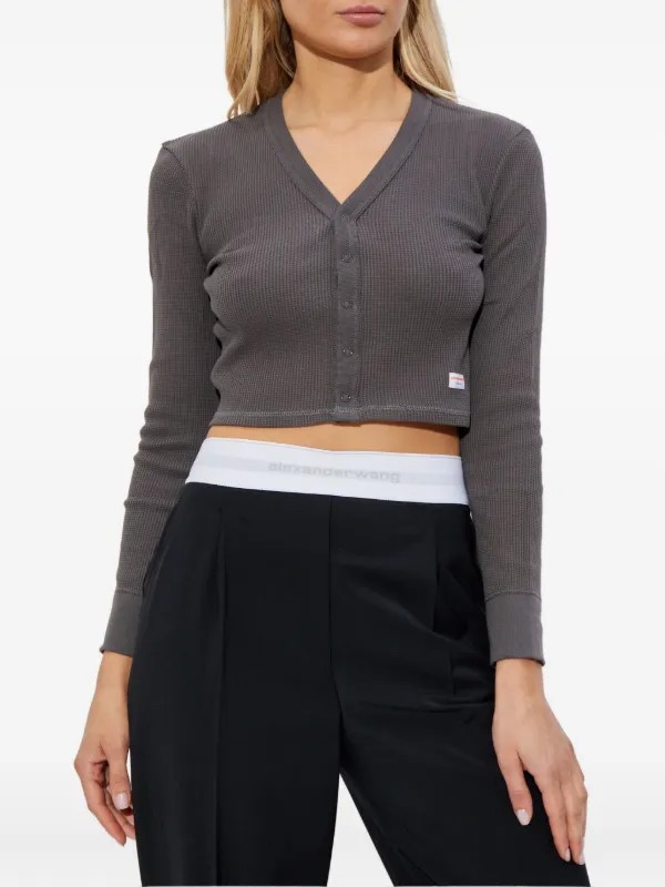 Alexander Wang waffle-knit Button Top | Grey | FARFETCH