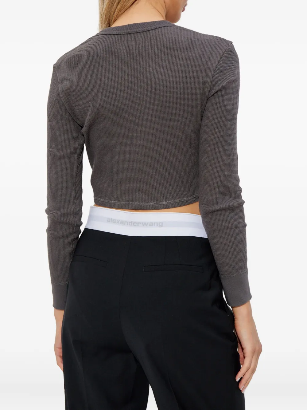 Alexander Wang waffle-knit button top Grijs