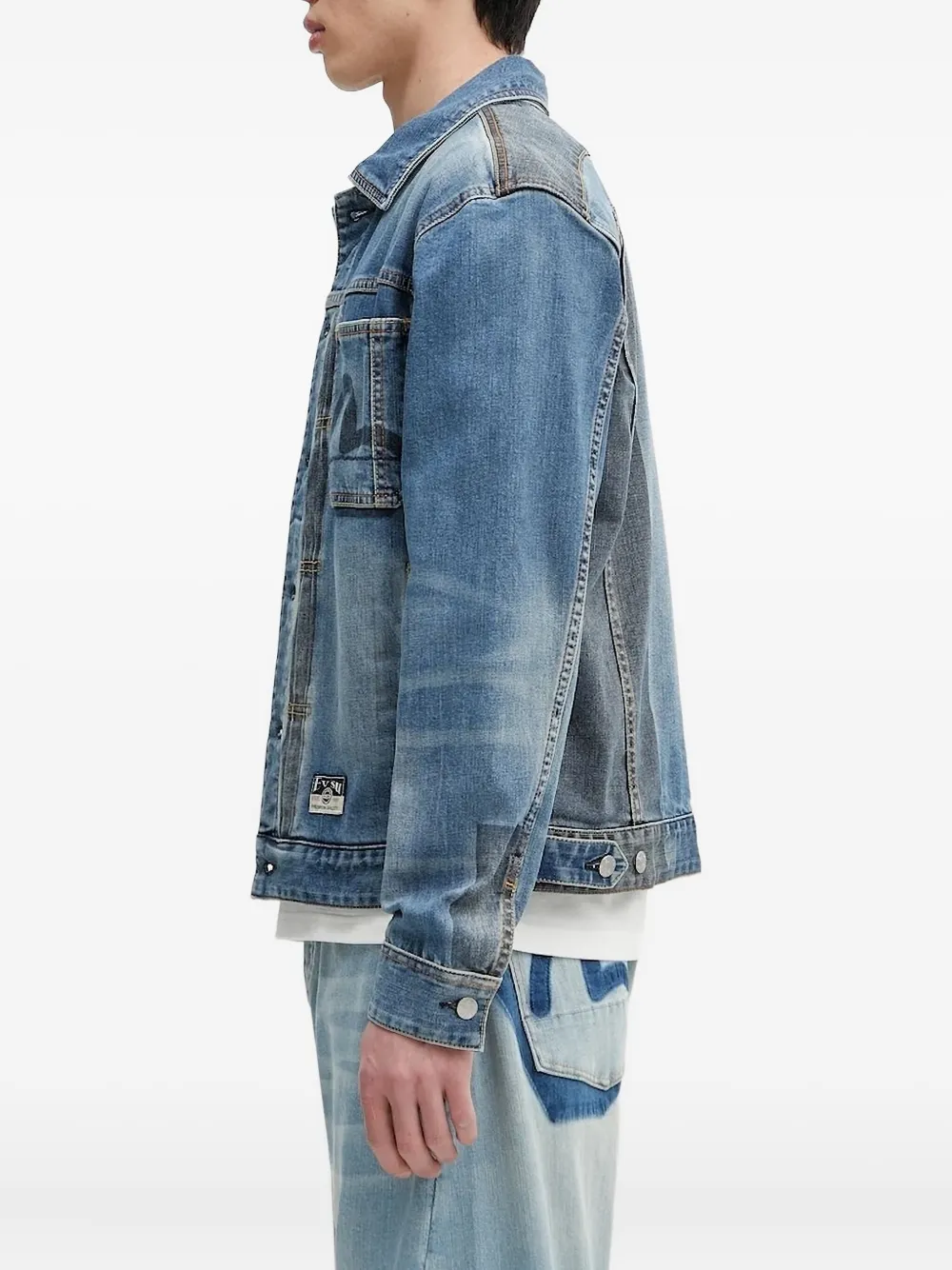 EVISU panelled denim jacket Blauw