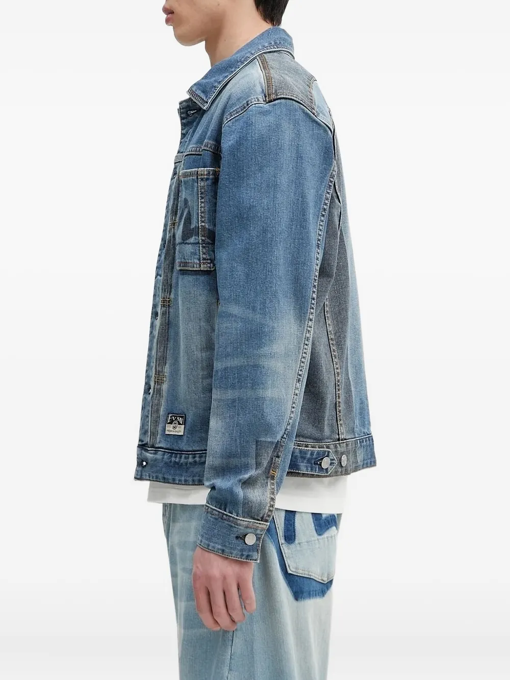 EVISU panelled denim jacket Blauw