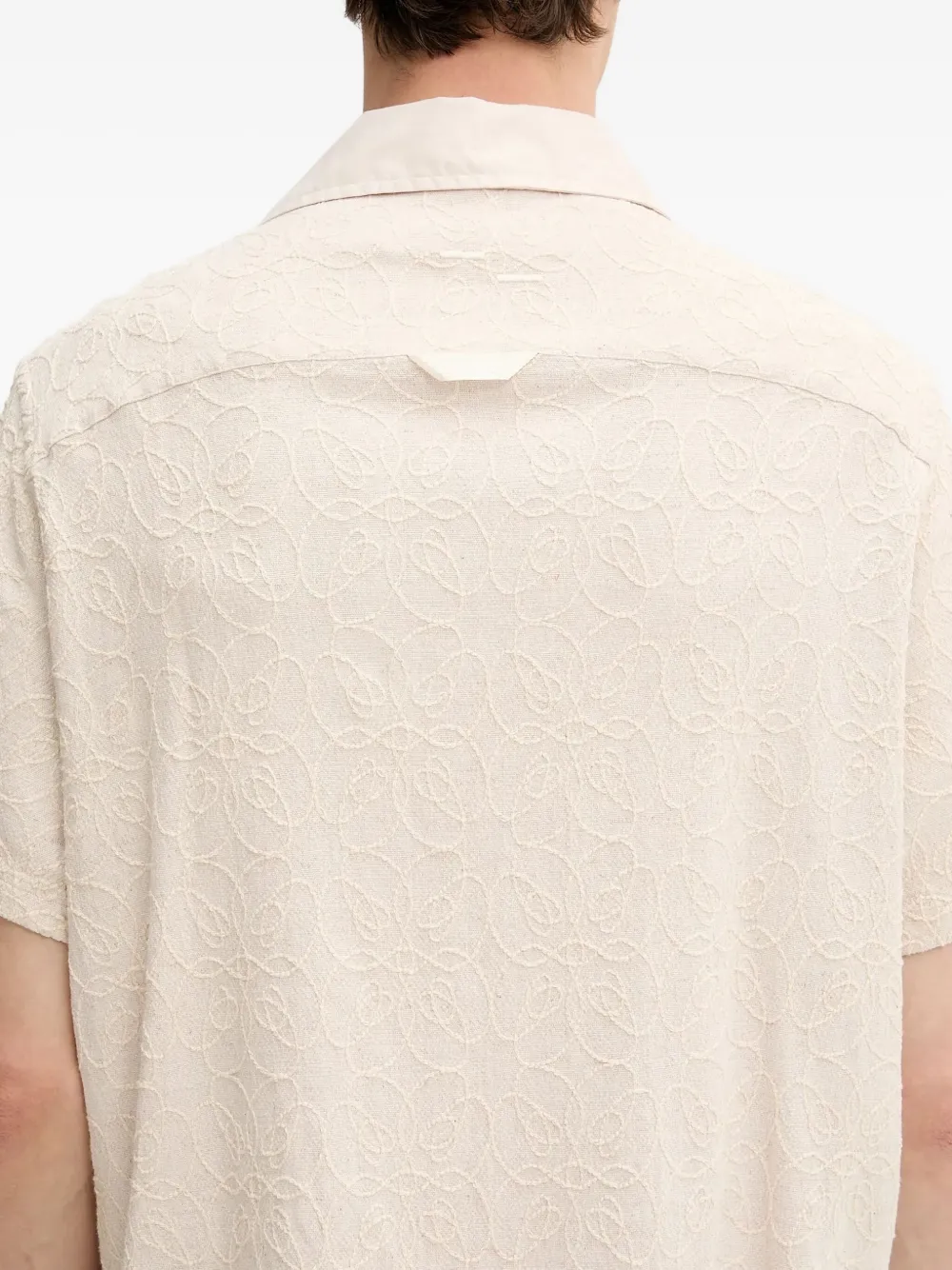 Filling Pieces floral-embroidered short-sleeves shirt Wit