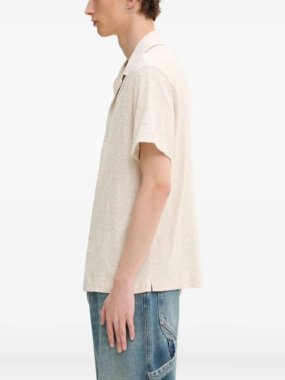 Filling Pieces floral-embroidered short-sleeves shirt Wit