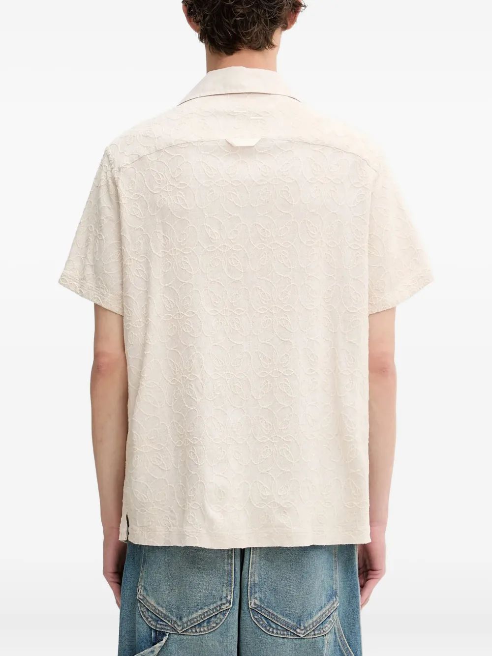Filling Pieces floral-embroidered short-sleeves shirt Wit
