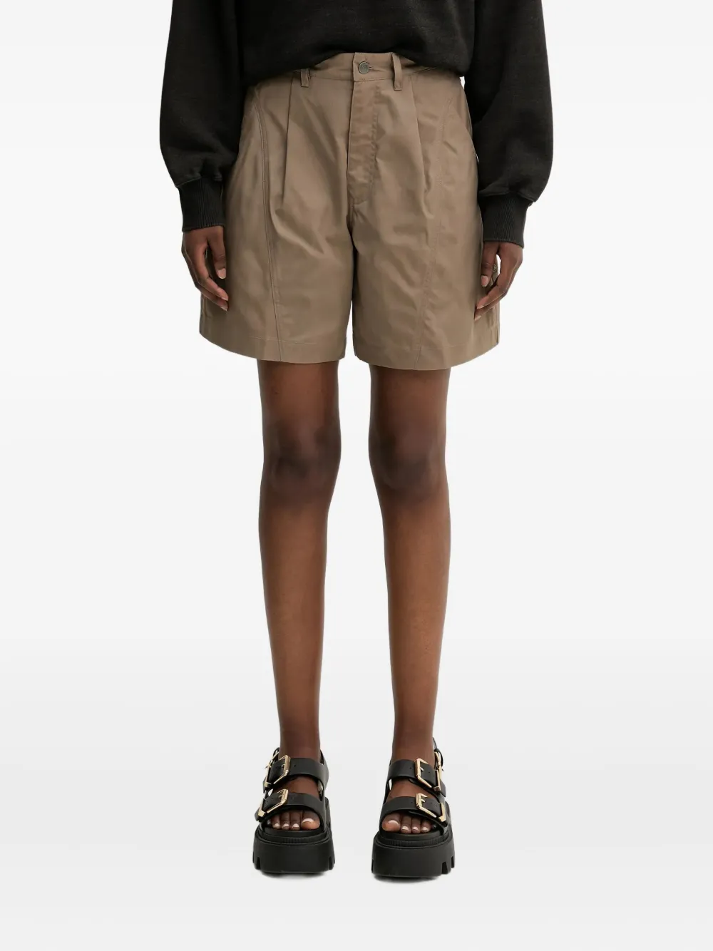 Fjall Raven Pleated Tailored Shorts In Neutral