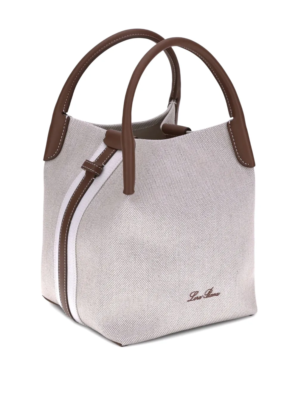 Loro Piana micro Bale leather-trim tote bag - Grijs