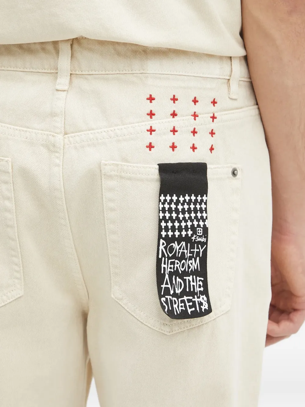 Ksubi Jeans met geborduurde patch Beige