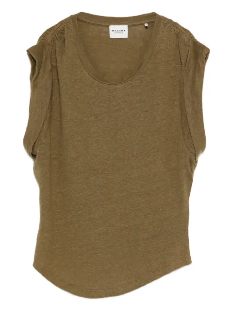 MARANT ÉTOILE gathered-sleeve linen top