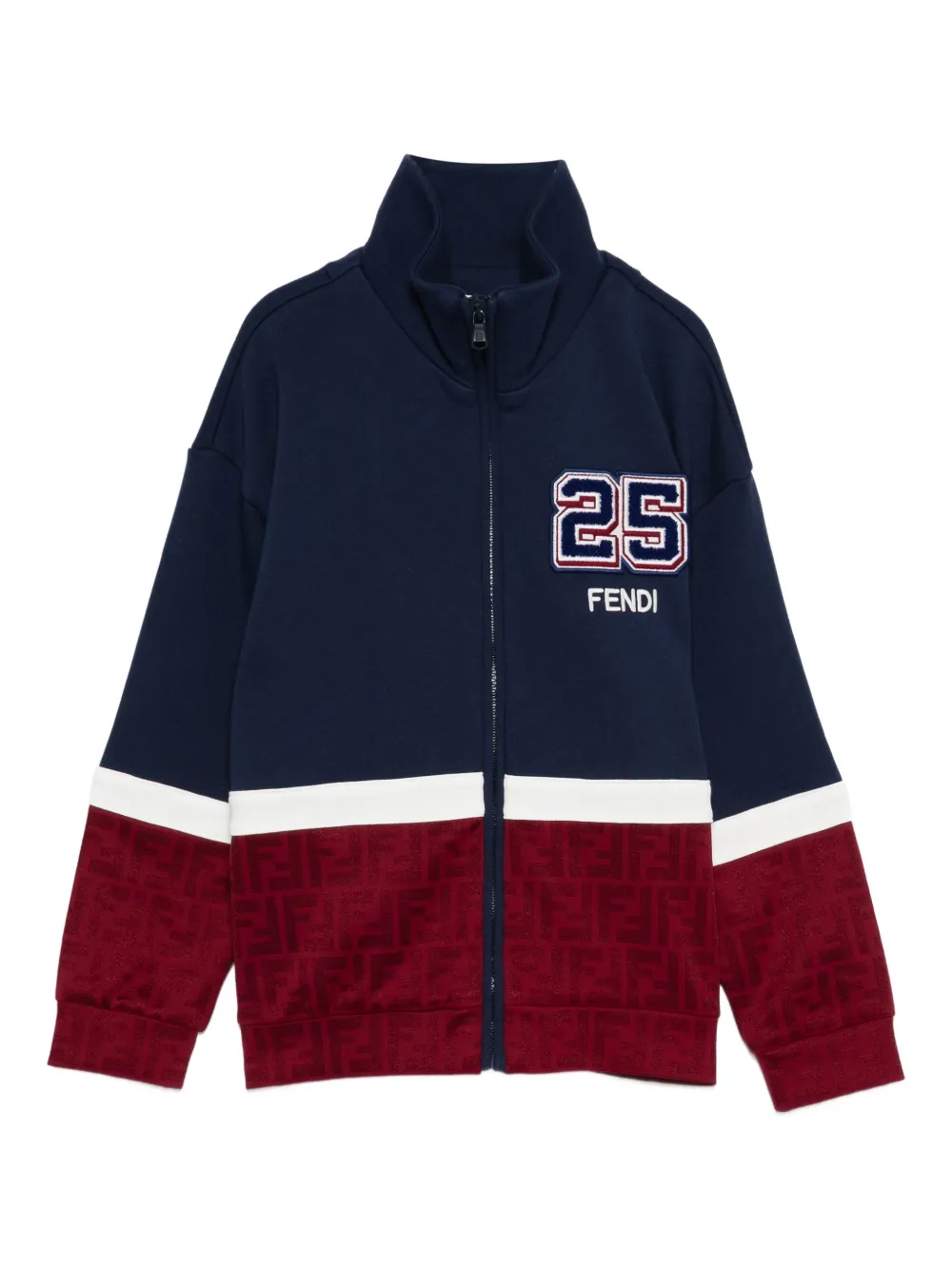 Fendi Kids number-applique zip-up sweatshirt Blauw