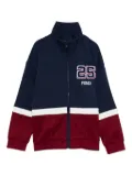 Fendi Kids number-applique zip-up sweatshirt - Blue