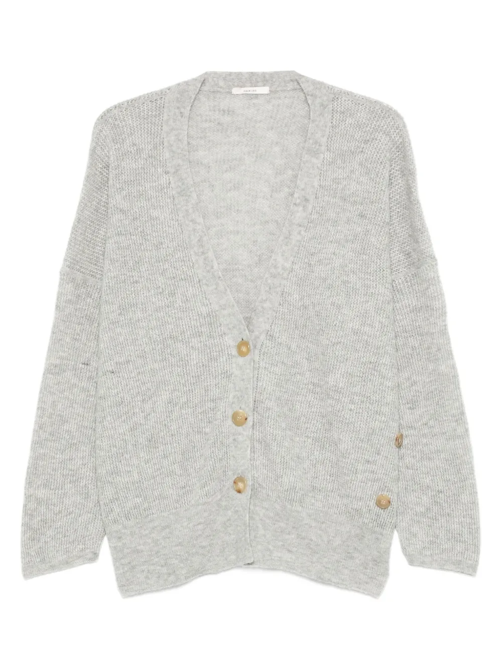 Haikure Ribbed Buttoned Cardigan In Gray