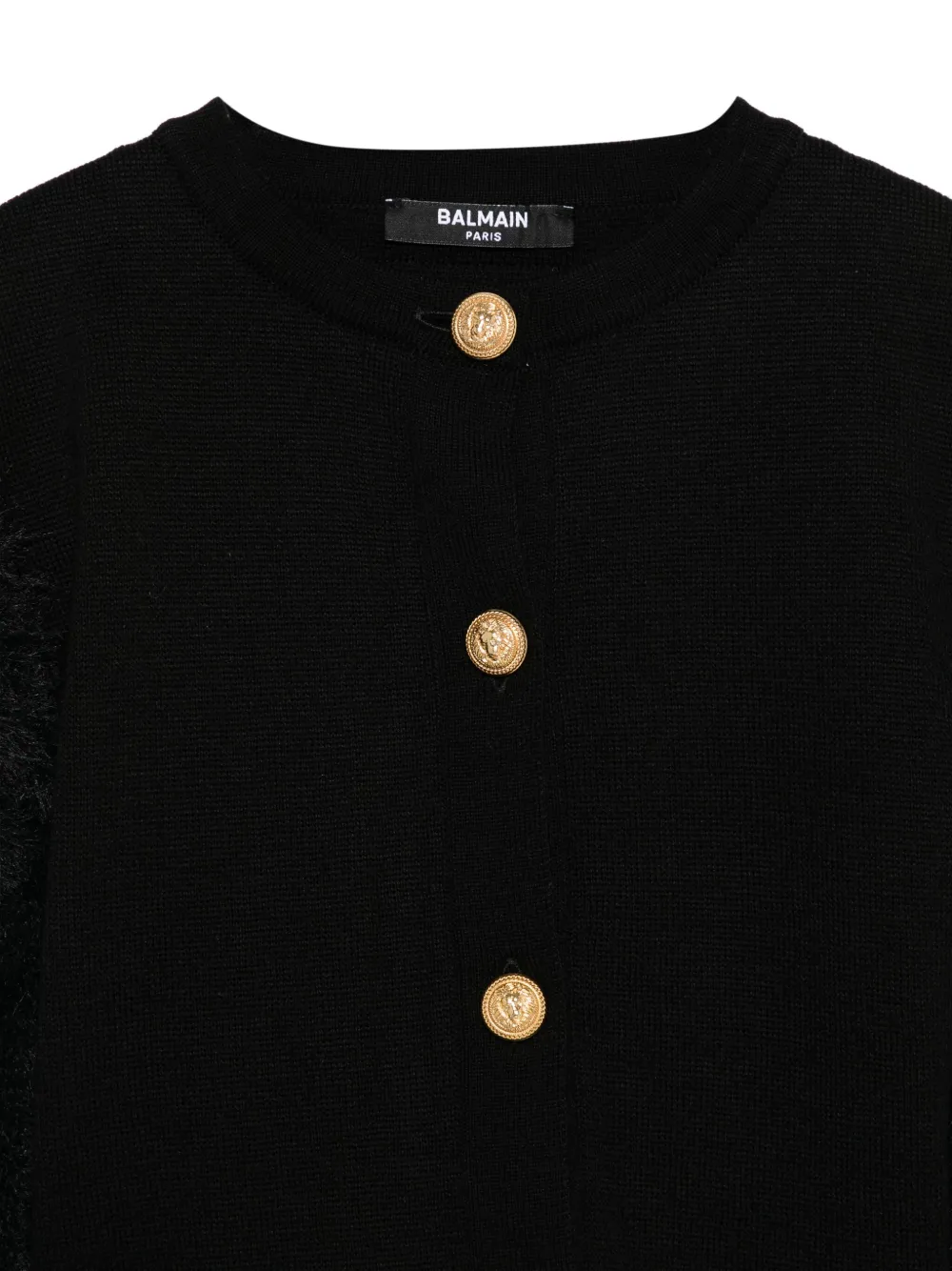 Balmain Kids fluffy-sleeve button cardigan Zwart