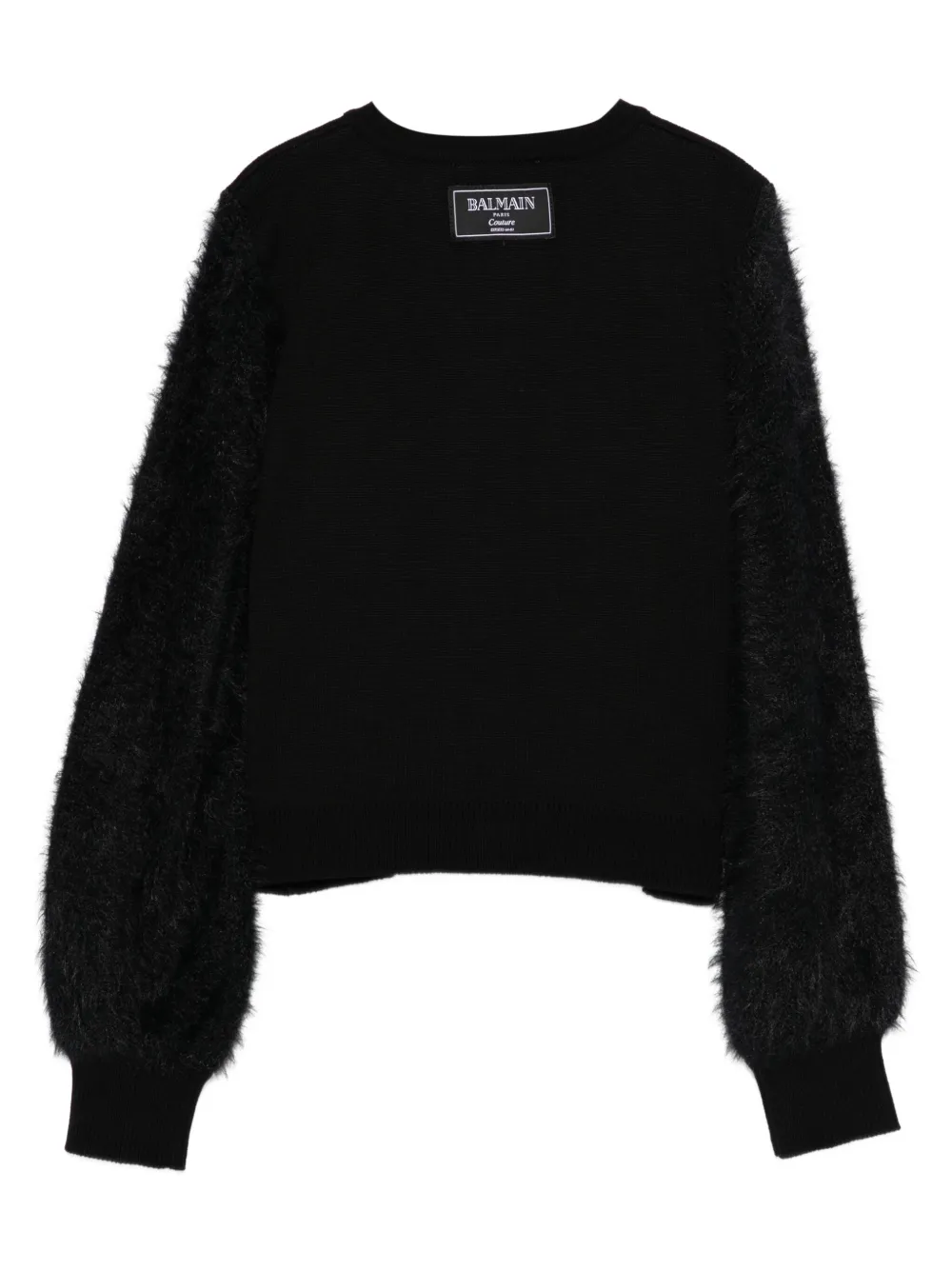 Balmain Kids fluffy-sleeve button cardigan Zwart