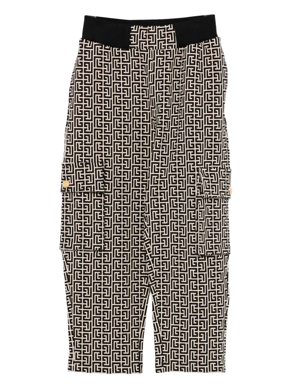 Balmain Kids geometric-pattern cargo trousers Zwart