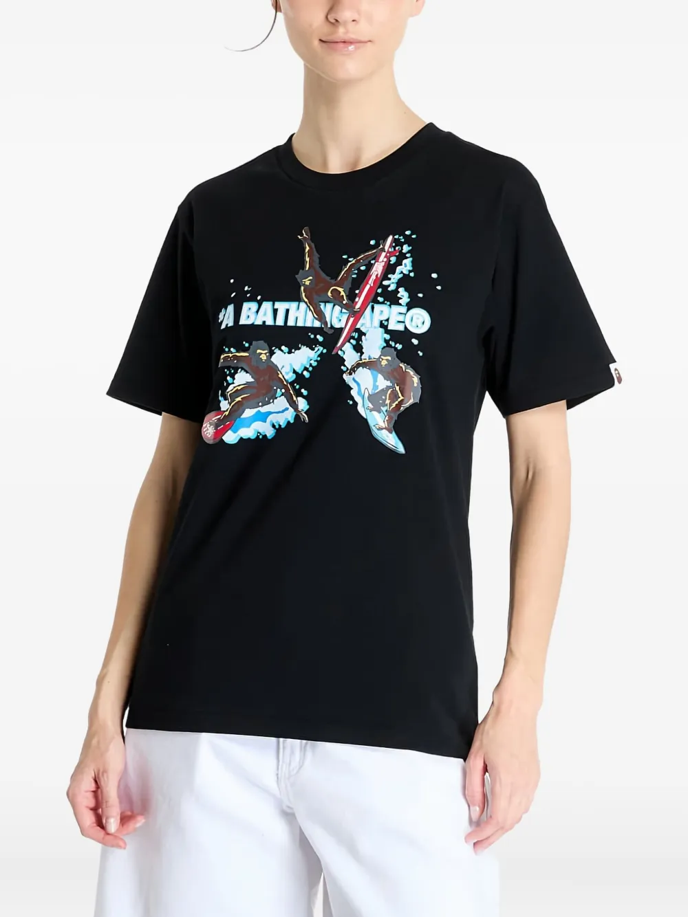 A BATHING APE T-shirt met grafische print Zwart