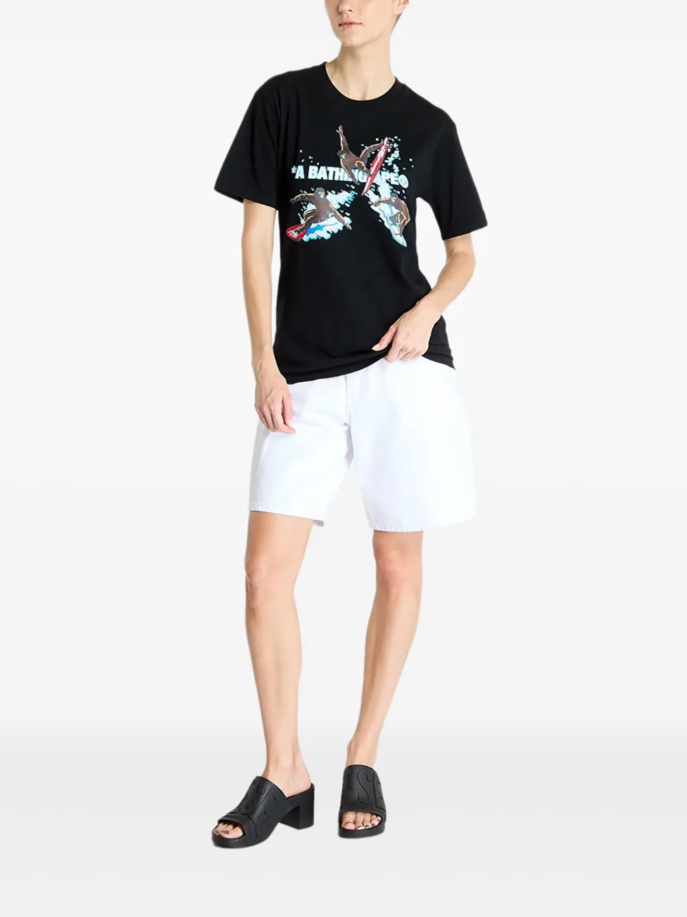 A BATHING APE T-shirt met grafische print Zwart