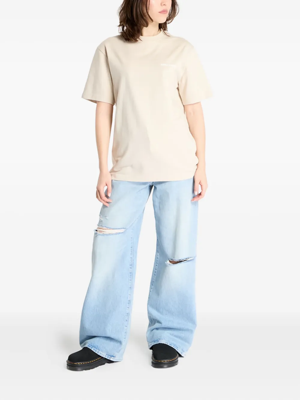 Daily Paper logo-embroidered T-shirt Beige
