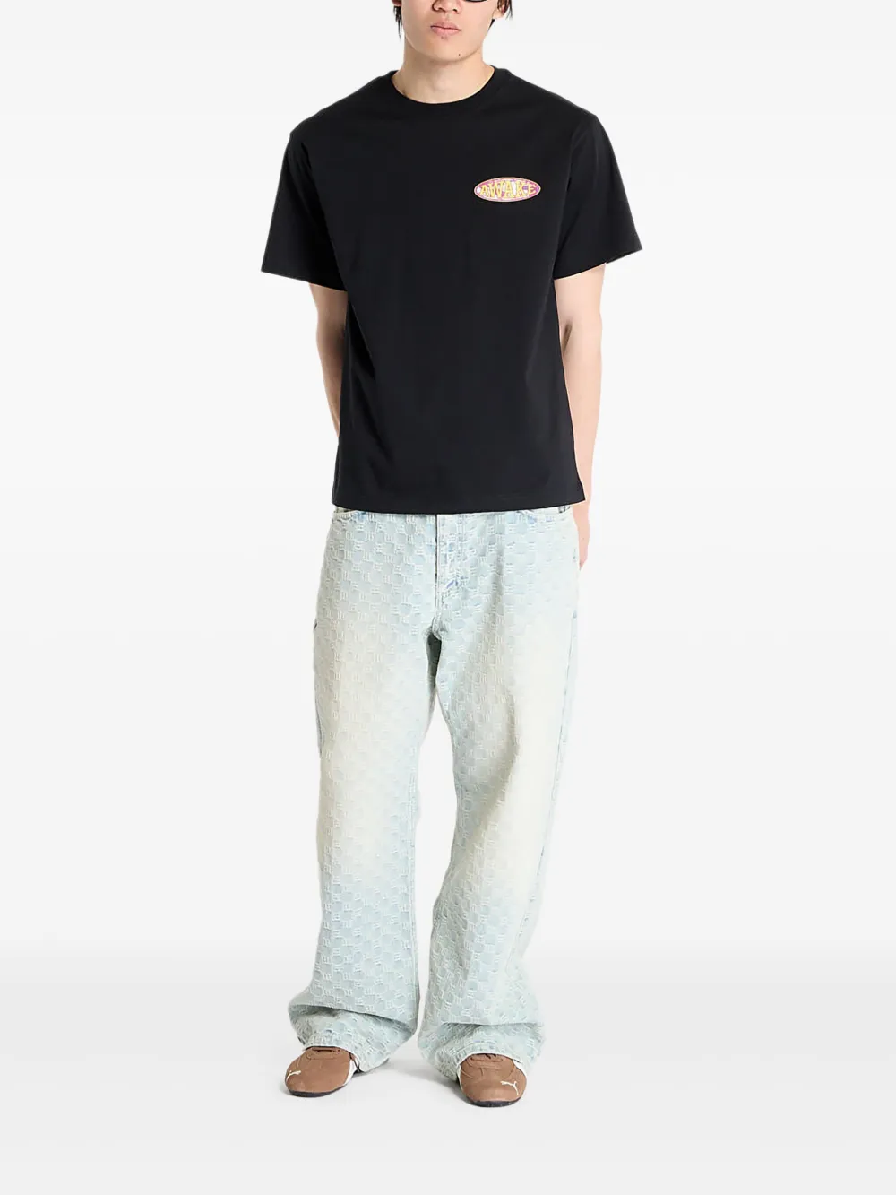 Awake NY oval-logo tee - Zwart