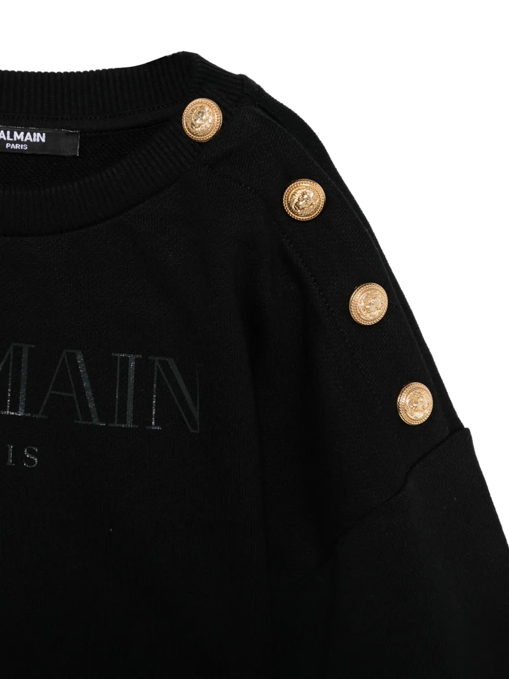 Balmain Kids logo-print button-detail sweatshirt Zwart