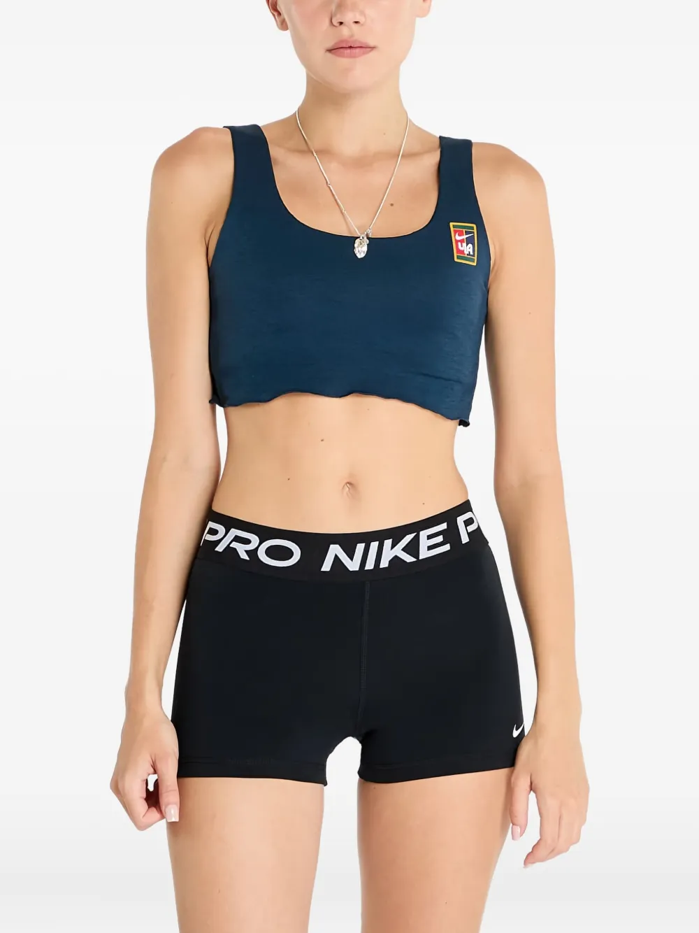 Nike  x YOON logo-patch cropped bra | Blue | Image 1