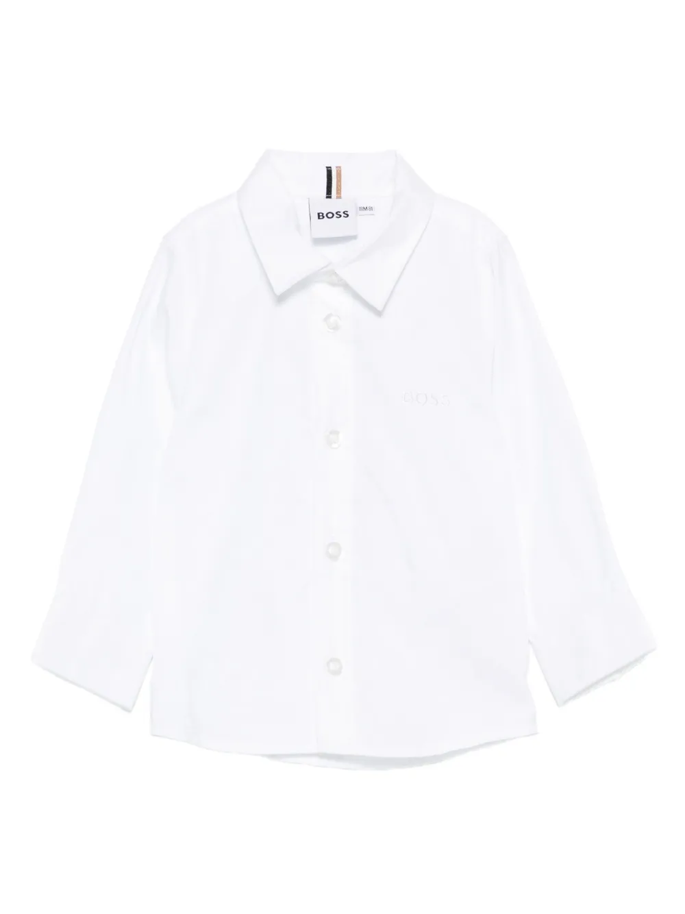 BOSS logo-embroidered long-sleeve shirt Wit
