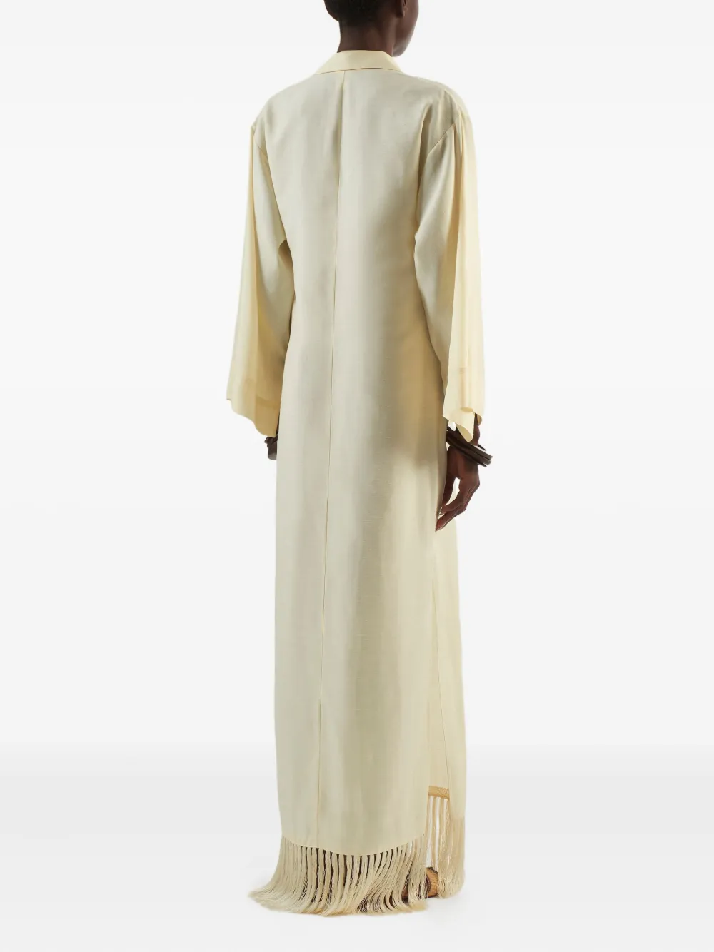 Taller Marmo Bordighera maxi-jurk met franje afwerking Beige