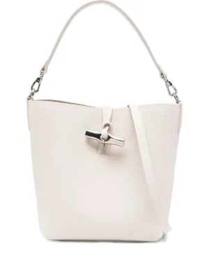 LONGCHAMPオフホワイトバケツ型バッグ Longchamp Épure S Bucket bag White - Leather | REVERSIBLE