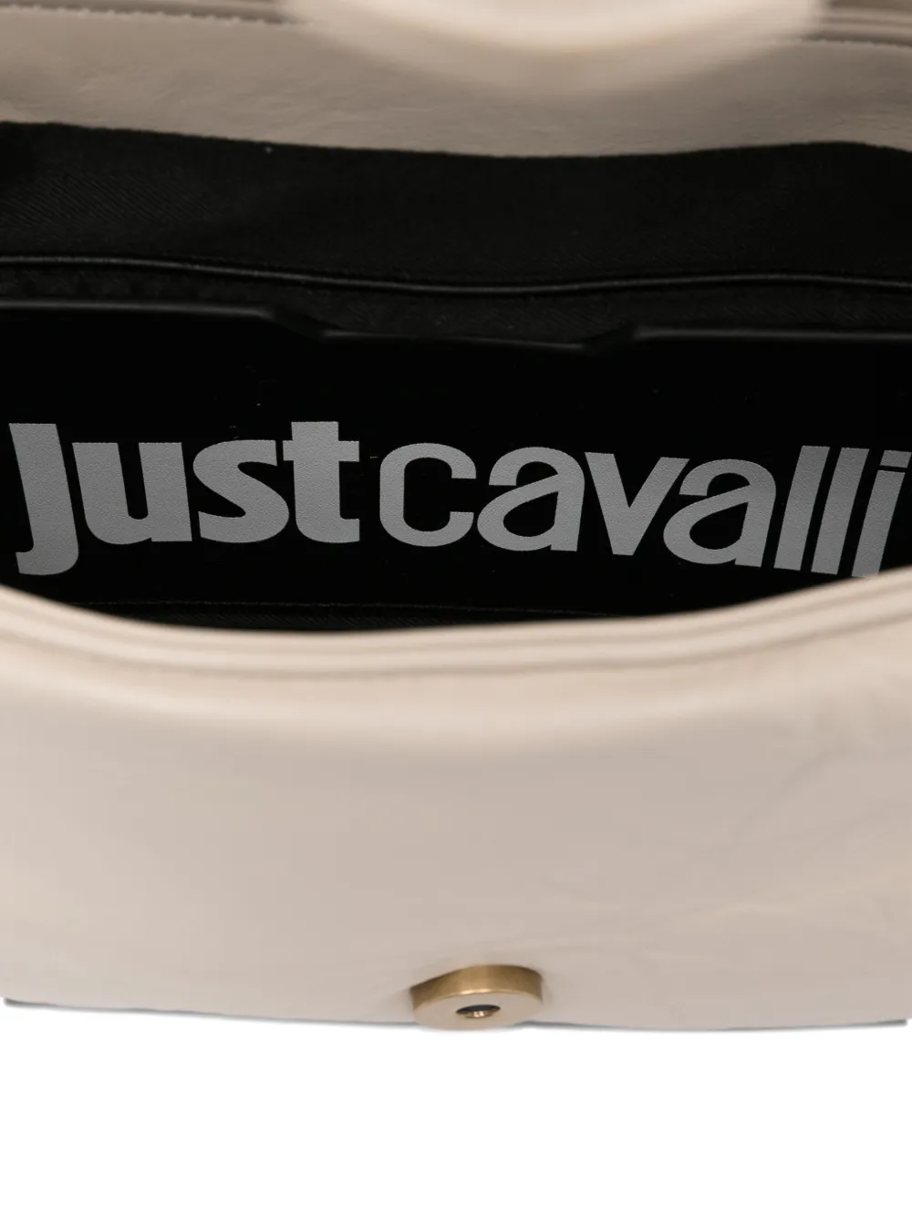 Just Cavalli snake-buckle shoulder bag Beige