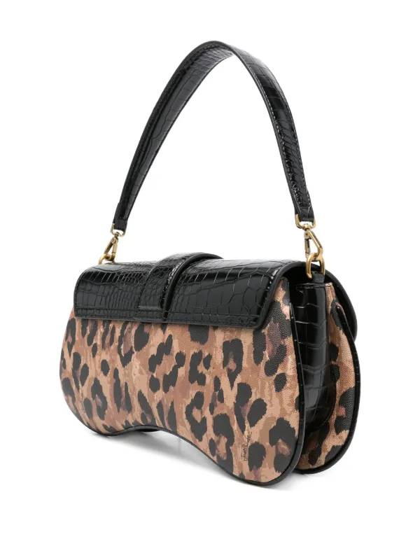 Just Cavalli snake-buckle leopard-print Shoulder Bag | Black