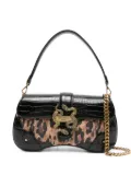 Just Cavalli snake-buckle leopard-print shoulder bag - Black