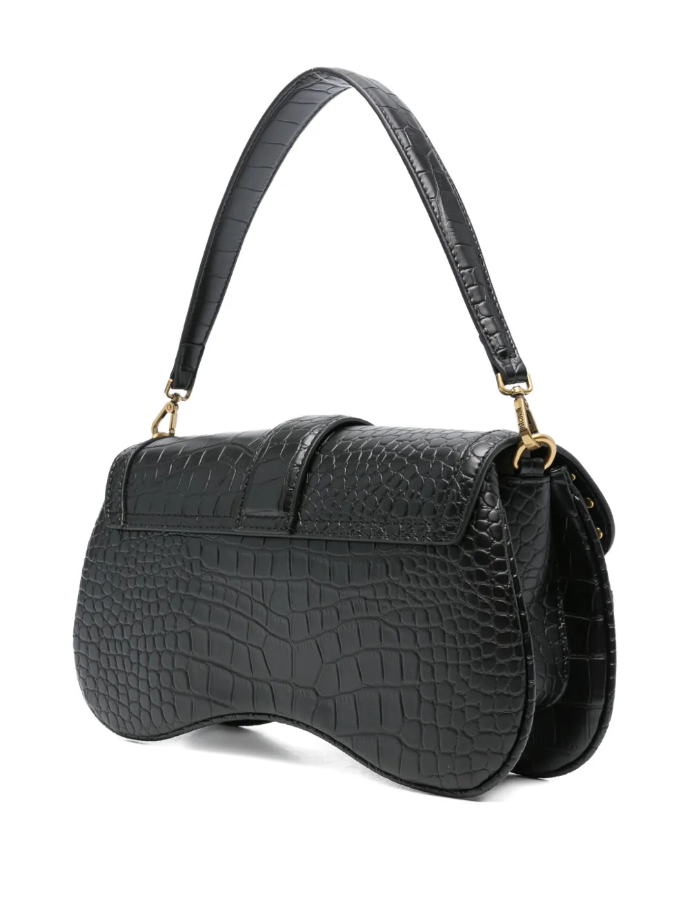 Just Cavalli snake-embellished studded shoulder bag Zwart