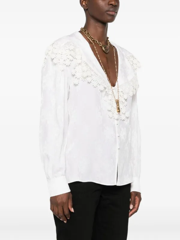 Chloé Floral-lace Trimmed Shirt in White