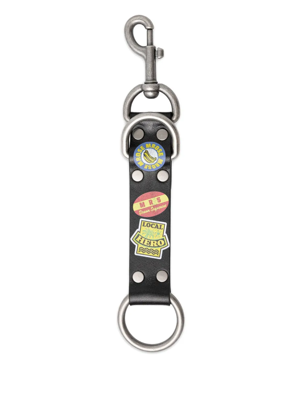Martine Rose Graphic-patches Leather Keyring In Black