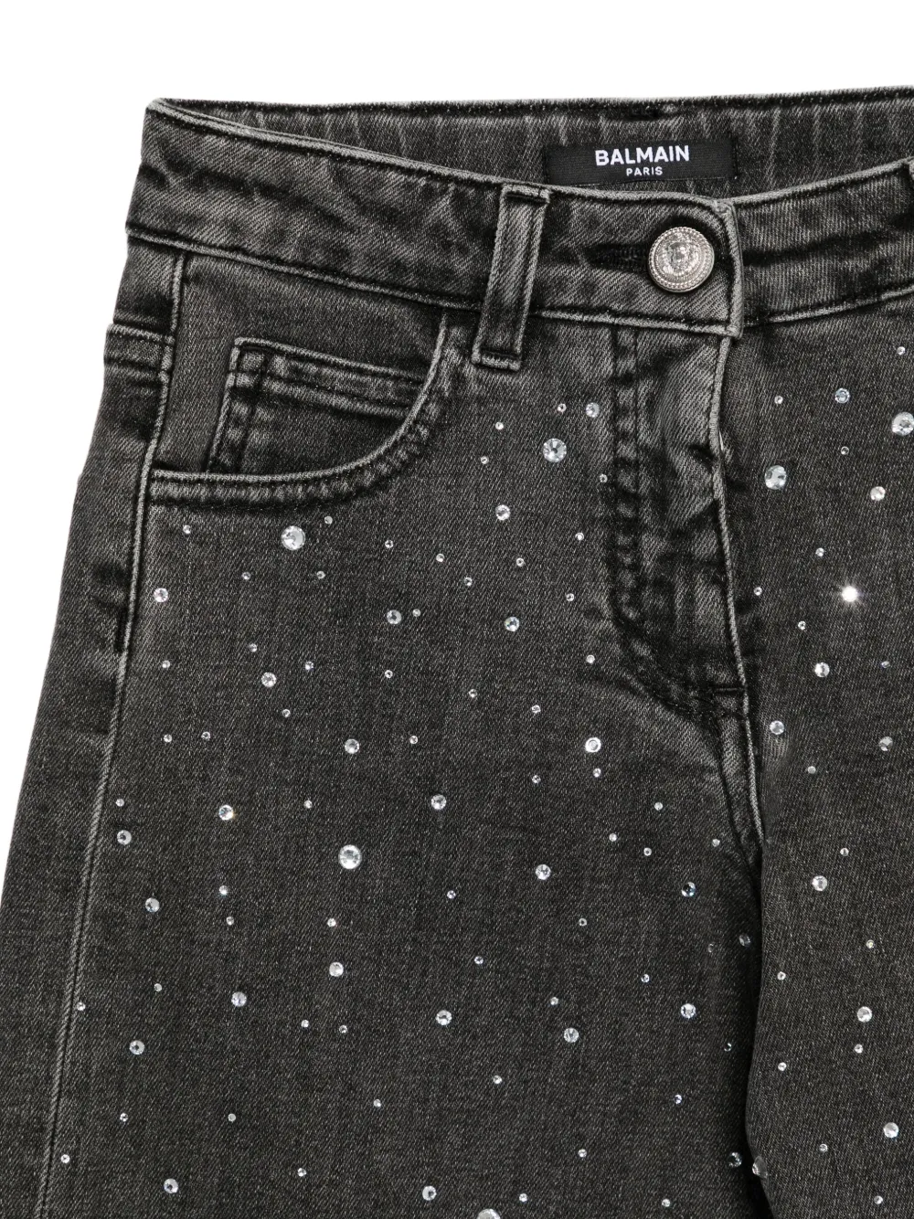 Balmain Kids crystal-embellished jeans Grijs
