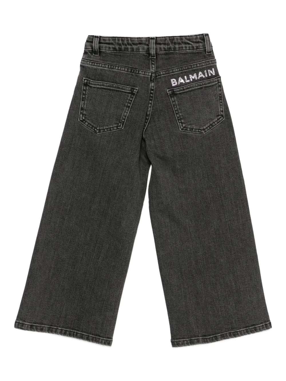 Balmain Kids crystal-embellished jeans Grijs