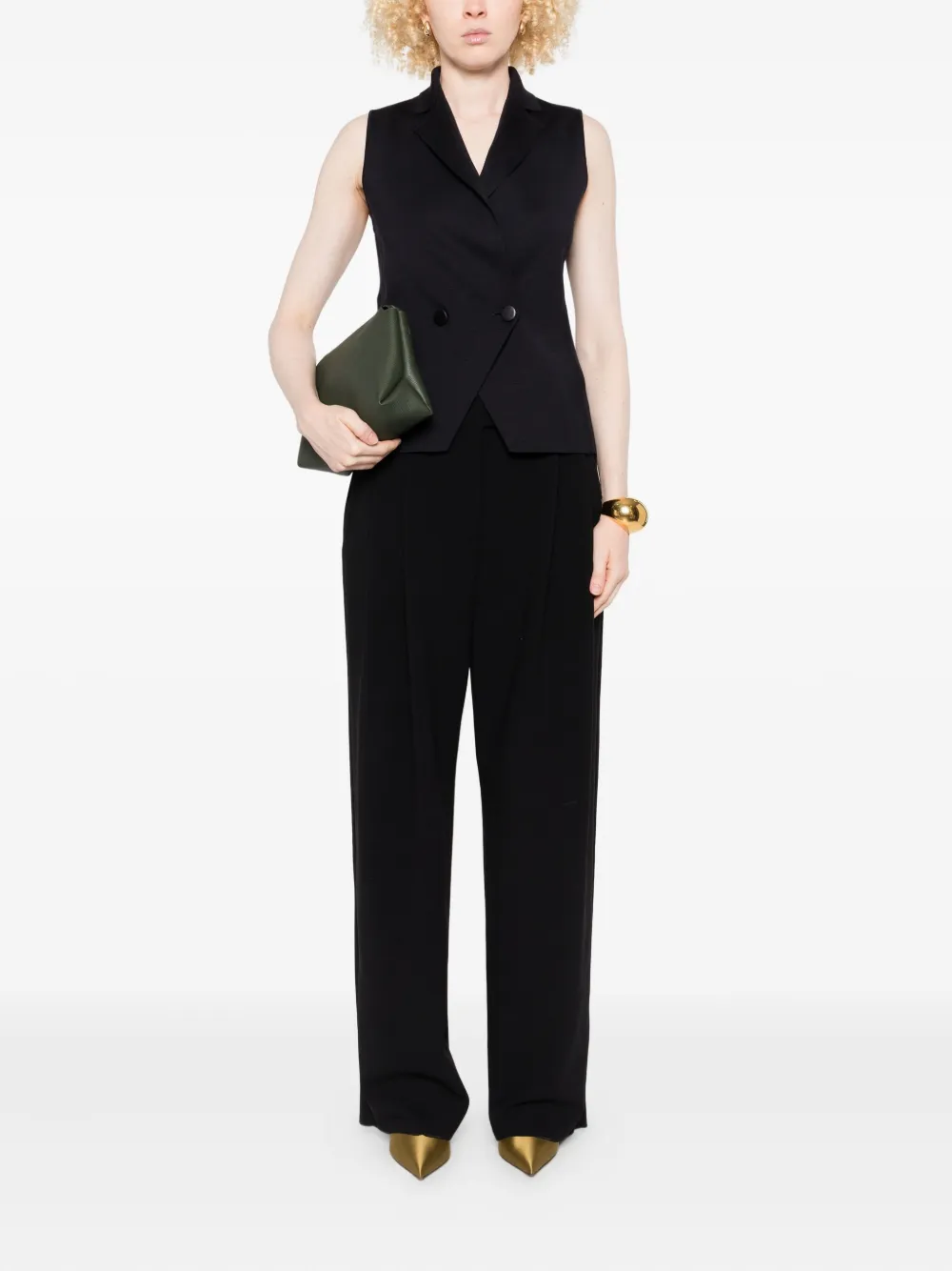 Giorgio Armani Double-breasted Sleeveless Waistcoat In Black