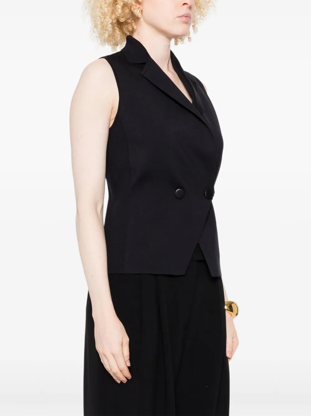 Giorgio Armani Double-breasted Sleeveless Waistcoat In Black